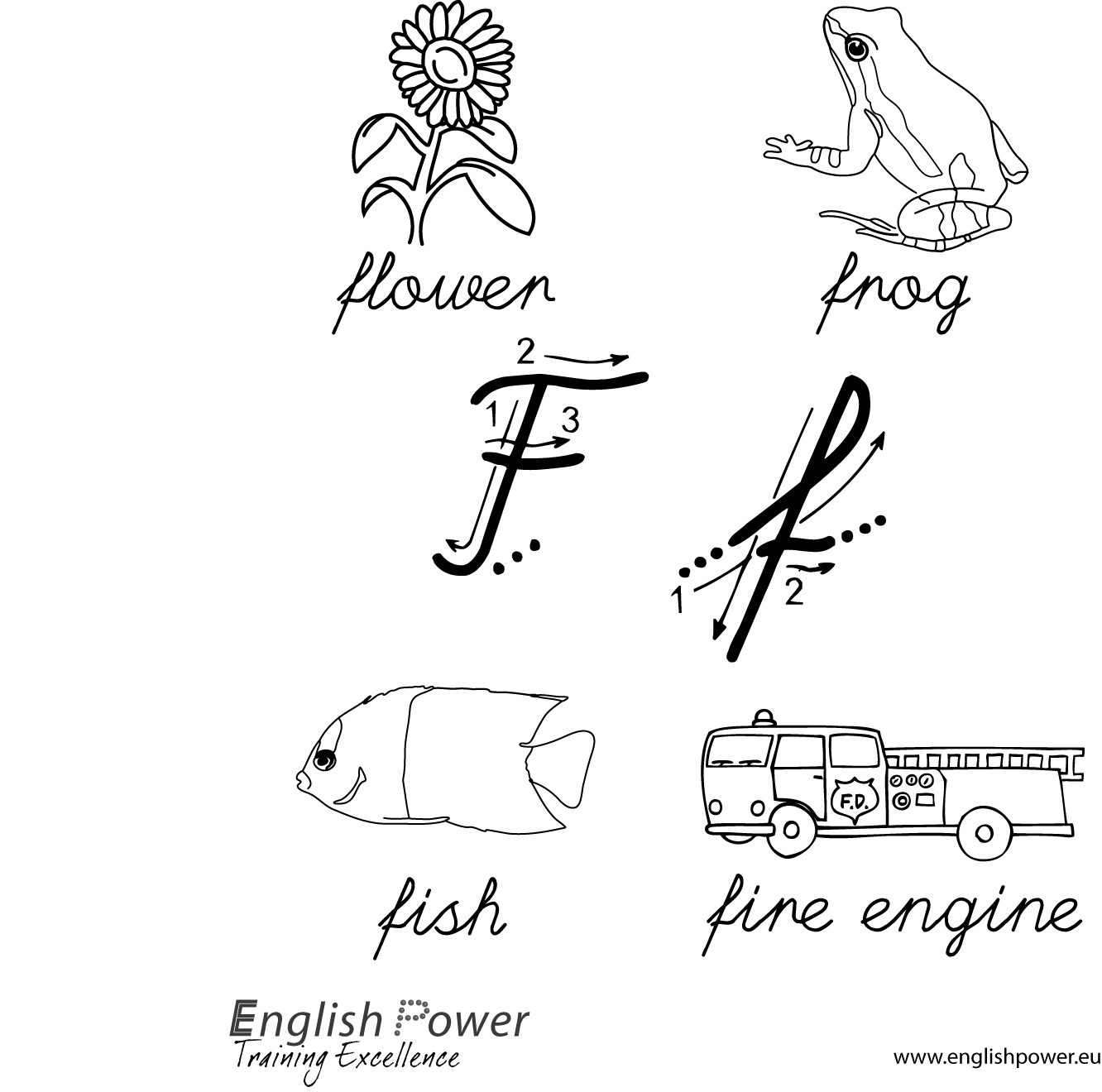 Colouring in page Letter F for kids Colouring in page Letter F for kids