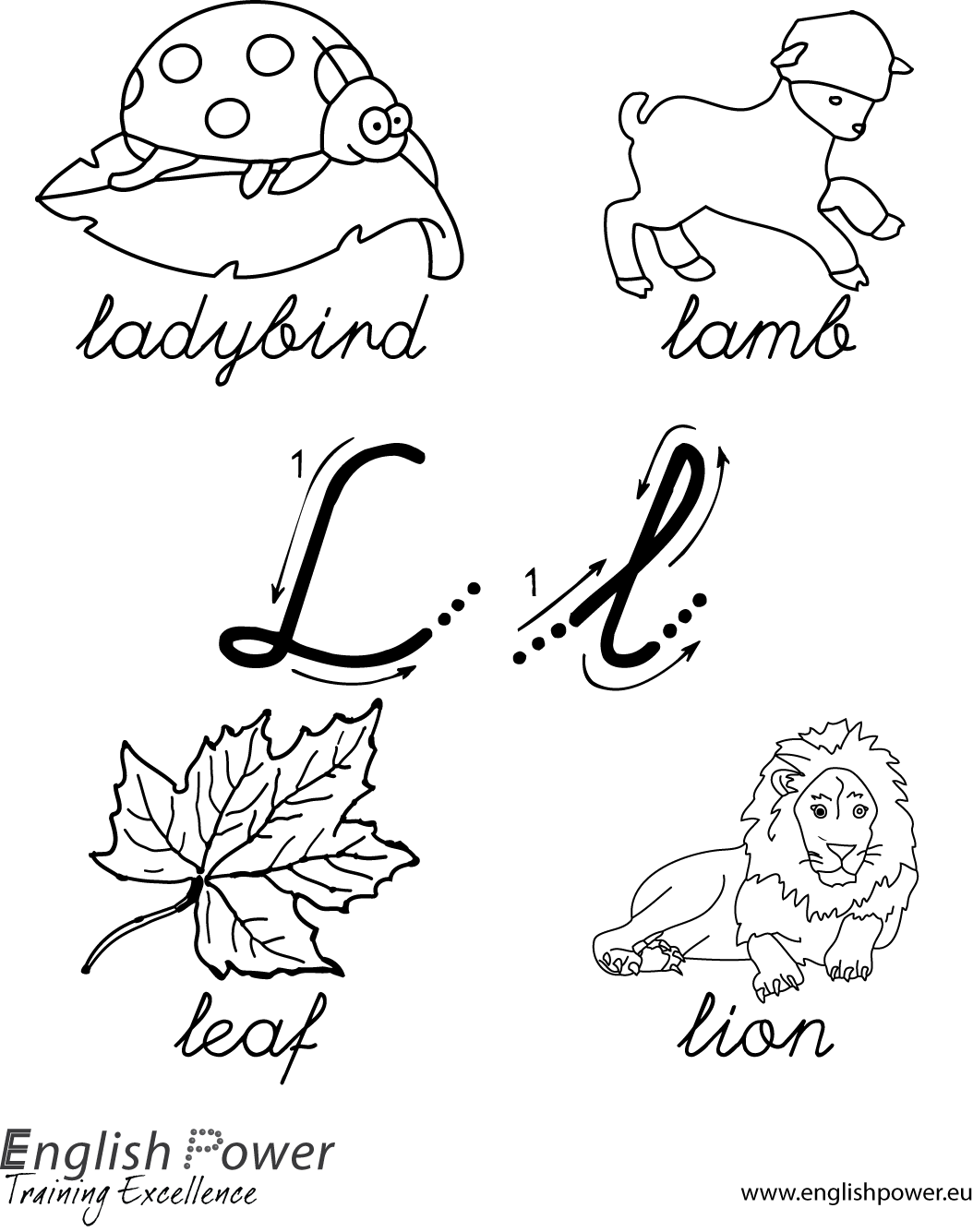 Colouring in page Letter L for kids Colouring in page Letter L for kids