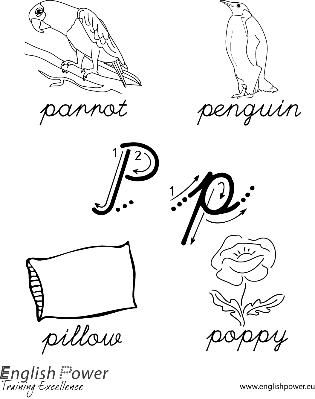 Colouring in page Letter P for kids Colouring in page Letter P for kids