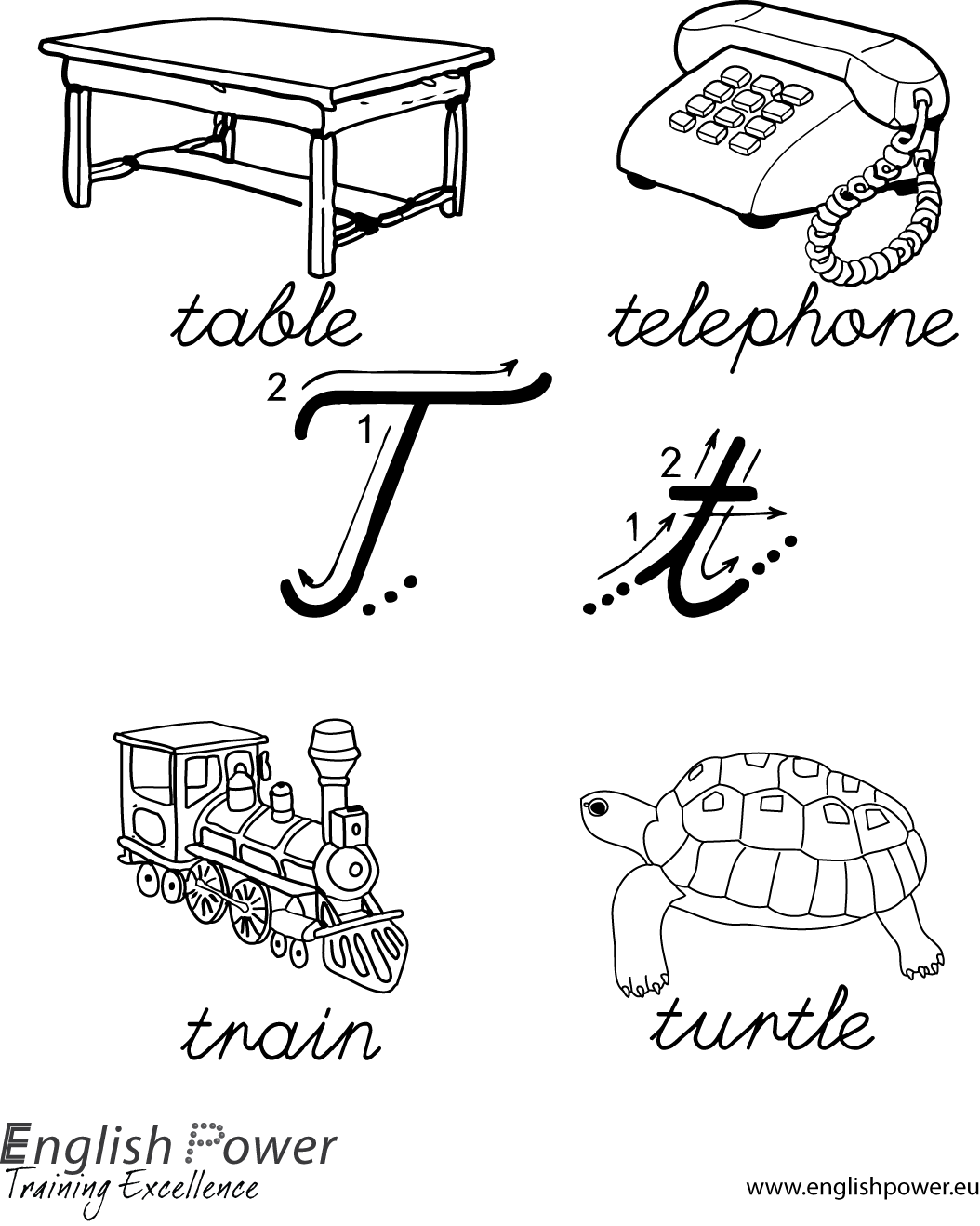 Colouring in page Letter T for kids Colouring in page Letter T for kids