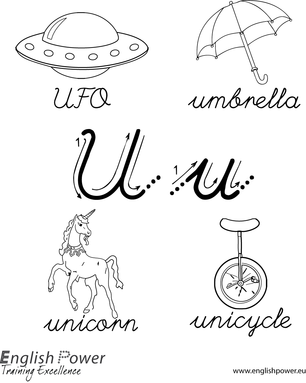 Colouring in page Letter U for kids Colouring in page Letter U for kids